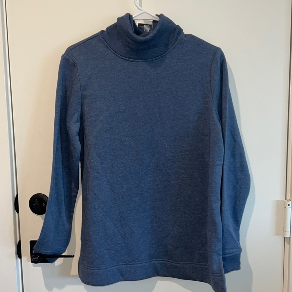 NWT Karen Scott Sport Fleece Turtle Neck Sweater XSM Heather Indigo